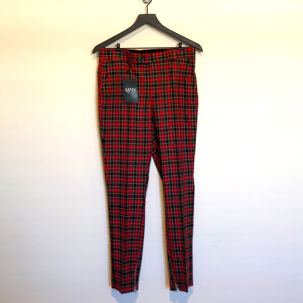 Tartan Smart Trouser with Zip Ankle Detail